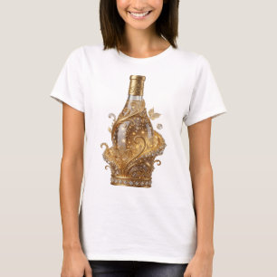 Edgy Gold GOLDENE WEINFLASCHE Grafik-T-Shirt T-Shirt