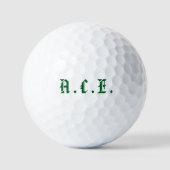 Edgy Golf Dad Initials VTG Old English Typography Golfball (Vorderseite)