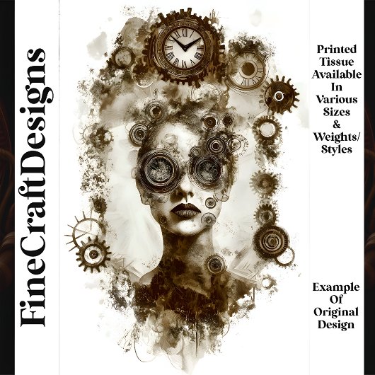 Edgy Grungy Gritty Steampunk Frau N2 Decoupage Seidenpapier
