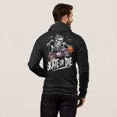 Edgy Halloween Skeleton Reiten Skateboard: Monochr Hoodie (Schwarz voll)