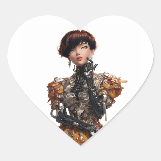 Edgy Heart Sticker with Cyberpunk Diva (Vorderseite)
