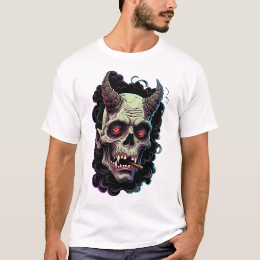 Edgy Horned Oni Monster Graphic T-Shirt (Vorderseite)