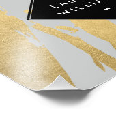 Edgy Imitate Gold Pinselstriche auf Grau Fotodruck (Ecke)