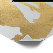 Edgy Imitate Gold Pinselstriche auf Grau Poster (Ecke)