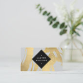 Edgy Imitate Gold Pinselstriche auf Grau Visitenkarte (Stehend Vorderseite)