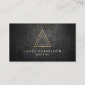 Edgy Imitate Gold Triangle Logo auf Black Metal Visitenkarte (Vorderseite)
