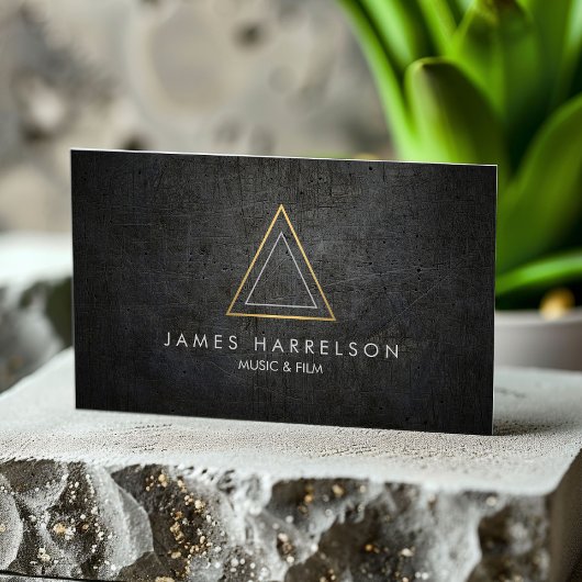 Edgy Imitate Gold Triangle Logo auf Black Metal Visitenkarte