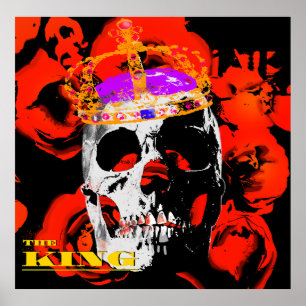 Edgy King Skull Crown n' Rose Poster