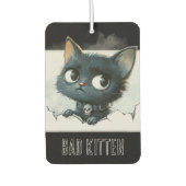Edgy Kitten Illustration - "Bad Kitten" Text Autolufterfrischer (Vorderseite)