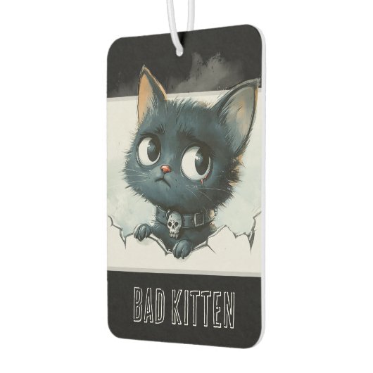 Edgy Kitten Illustration - "Bad Kitten" Text Autolufterfrischer (Links)