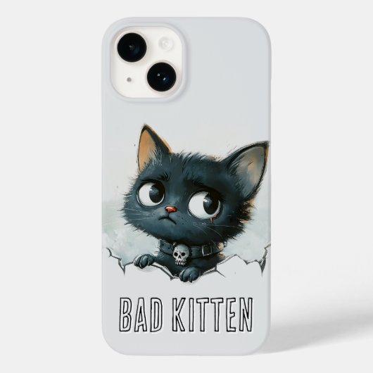 Edgy Kitten Illustration - "Bad Kitten" Text Case-Mate iPhone Hülle (Rückseite)