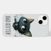 Edgy Kitten Illustration - "Bad Kitten" Text Case-Mate iPhone Hülle (Rückseite (Horizontal))