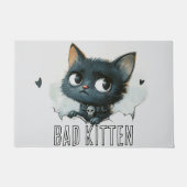 Edgy Kitten Illustration - "Bad Kitten" Text Fußmatte (Vorderseite)
