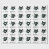 Edgy Kitten Illustration - "Bad Kitten" Text Geschenkpapier (Flach)