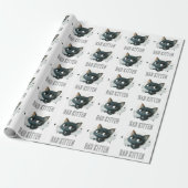 Edgy Kitten Illustration - "Bad Kitten" Text Geschenkpapier (Ungerollt)