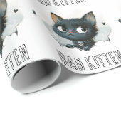 Edgy Kitten Illustration - "Bad Kitten" Text Geschenkpapier (Rolleneckpunkt)