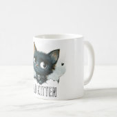 Edgy Kitten Illustration - "Bad Kitten" Text Kaffeetasse (VorderseiteRechts)