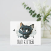 Edgy Kitten Illustration - "Bad Kitten" Text Postkarte (Stehend Vorderseite)