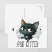 Edgy Kitten Illustration - "Bad Kitten" Text Postkarte (Vorne/Hinten)