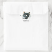 Edgy Kitten Illustration - "Bad Kitten" Text Runder Aufkleber (Tasche)