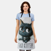 Edgy Kitten Illustration - "Bad Kitten" Text Schürze (Getragen)