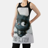 Edgy Kitten Illustration - "Bad Kitten" Text Schürze (InSitu)