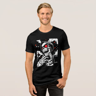 Edgy Manga Skeleton T-Shirt - Bold & Playful Style Tri-Blend Shirt