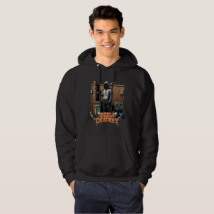 Edgy Masked Charakter Streetwear - Gritty Grafik Hoodie