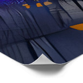 Edgy Modern Blue Yellow Metallic Mushroom Pop Art Poster (Ecke)