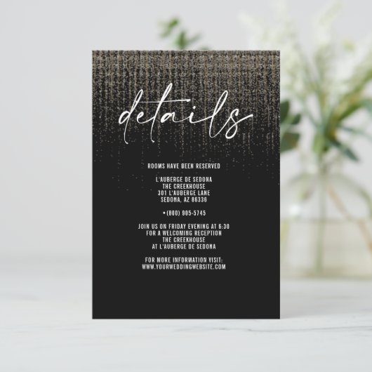 Edgy QR Champagne Glitzer Details Card Einladung (Stehend Vorderseite)