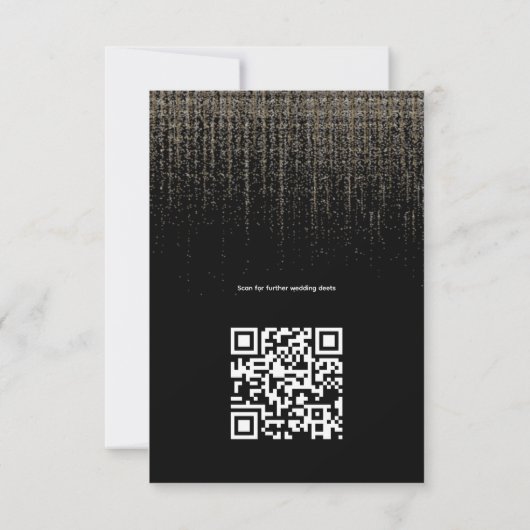 Edgy QR Champagne Glitzer Details Card Einladung (Rückseite)