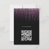 Edgy QR Magenta Glitzer Details Card Einladung (Rückseite)