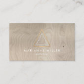 Edgy Rose Gold Triangle Logo auf Beige Holz Visitenkarte (Vorderseite)