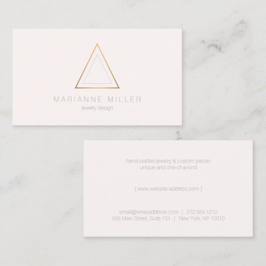 Edgy Rose Gold Triangle Logo auf hellrosa Visitenkarte (Vorne/Hinten)