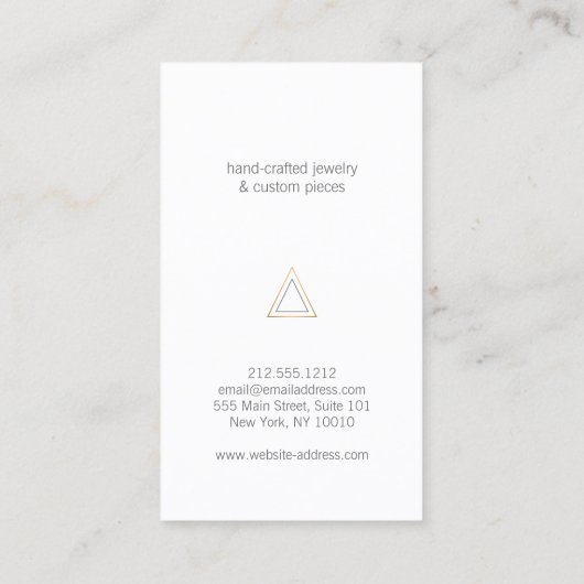 Edgy Rose Gold Triangle Logo auf Peach Visitenkarte (Rückseite)