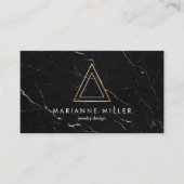 Edgy Rose Gold Triangle Logo Black Marble Visitenkarte (Vorderseite)