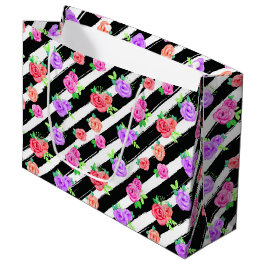 Edgy Rose & Modern Stripes Fashion Party Große Geschenktüte