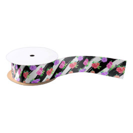 Edgy Rose & Modern Stripes Fashion Party Satinband