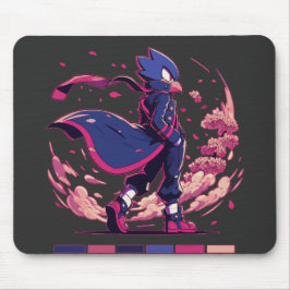 Edgy Sakura Warrior Bird Anime Illustration Mousepad
