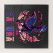 Edgy Sakura Warrior Bird Anime Illustration Puzzle (Horizontal)