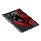 Edgy Samurai Warrior Japanese Ink Red Sun Notebook Notizblock (Rechte Seite)