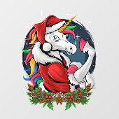 Edgy Santa Unicorn Fensteraufkleber (Blatt)