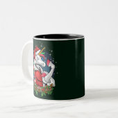Edgy Santa Unicorn Zweifarbige Tasse (Vorderseite Links)