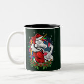 Edgy Santa Unicorn Zweifarbige Tasse (Links)