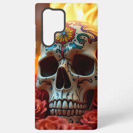 Edgy Skull mit Rose & Brandfall - iPhone Samsung Galaxy Hülle