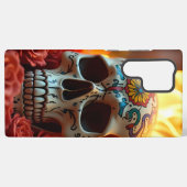 Edgy Skull mit Rose & Brandfall - iPhone Samsung Galaxy Hülle (Rückseite (Horizontal))