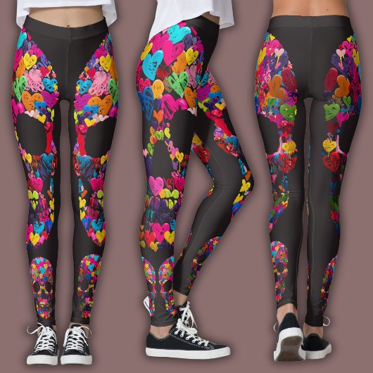 Edgy Skull Pattern | Colorful Skulls on Black Leggings