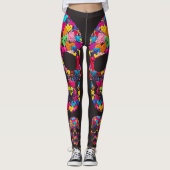 Edgy Skull Pattern | Colorful Skulls on Black Leggings (Vorderseite)