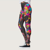 Edgy Skull Pattern | Colorful Skulls on Black Leggings (Links)