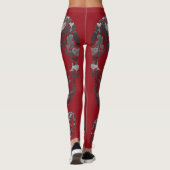 Edgy Skull Pattern | Grey Skulls on Red Leggings (Rückseite)